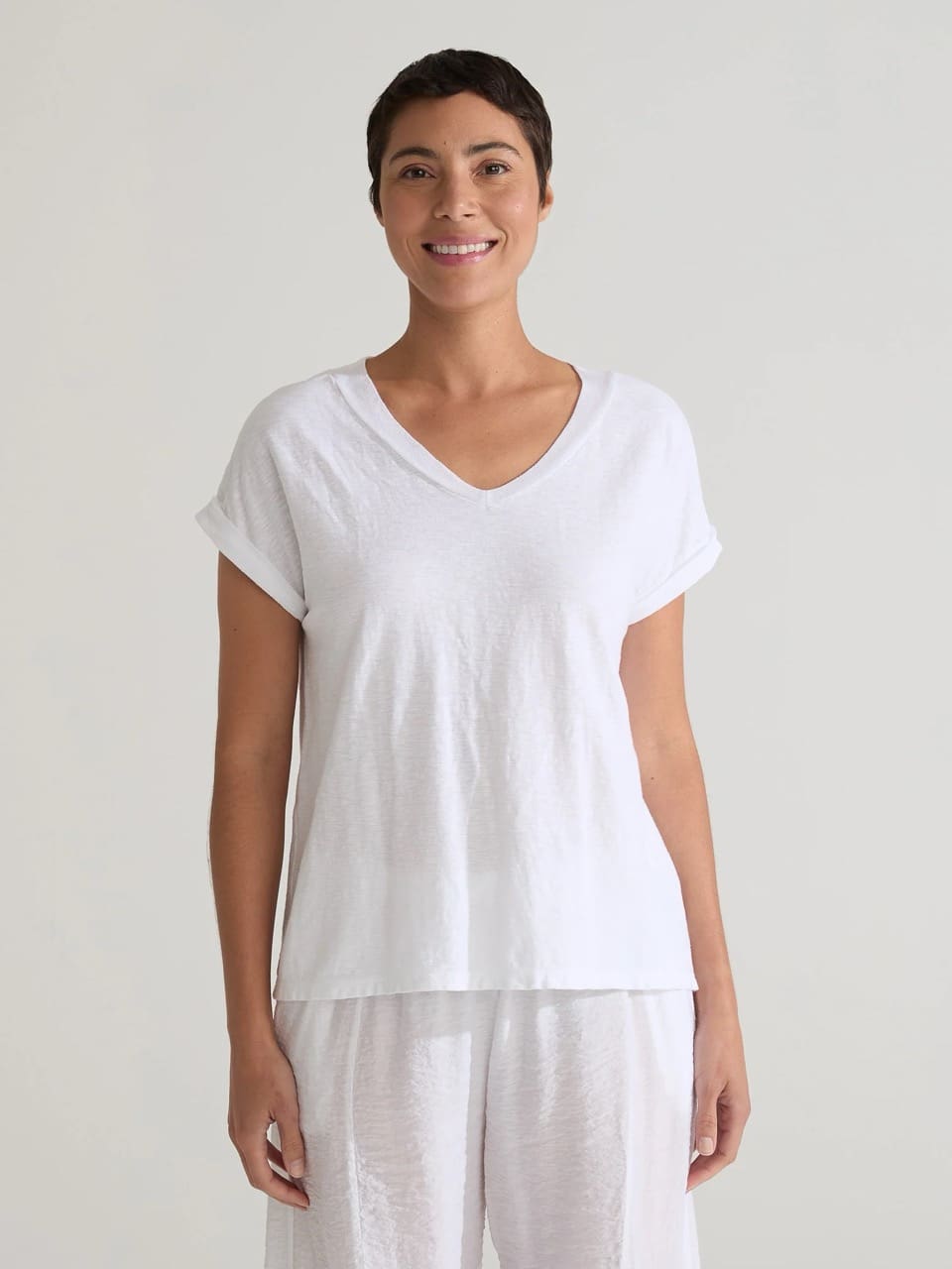 Linen Cotton Jersey V-Neck - Image 2