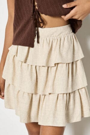 Linen Frill Layered Skirt
