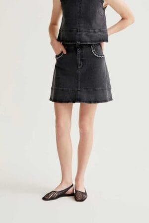 Denim Black Skirt