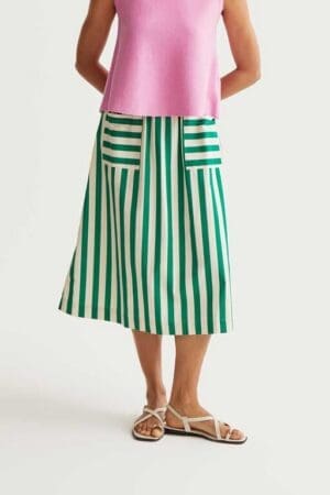 Bamboo Green Stripe Skirt